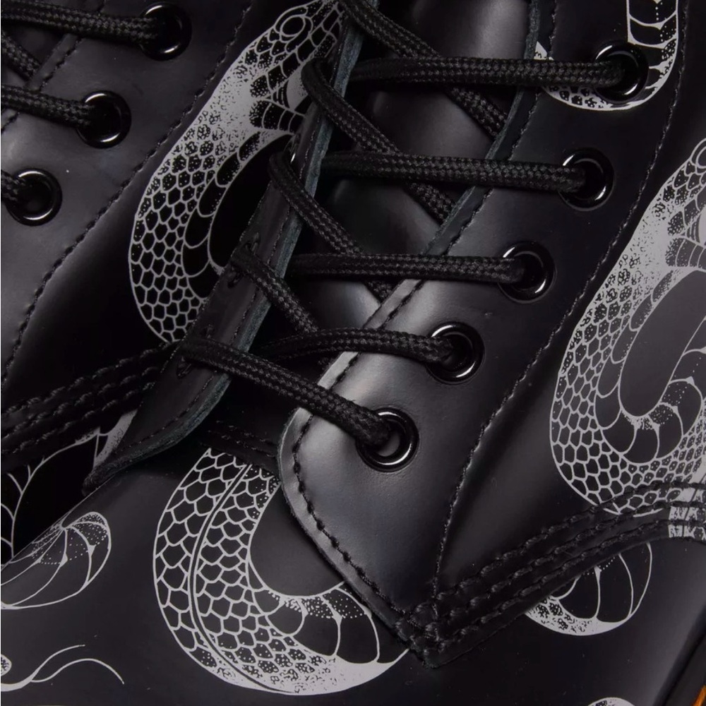 Dr Martens 1460 Serpent Print Leather Boots - Picture 3 of 4